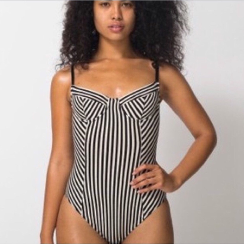 American Apparel black & white striped bodysuit